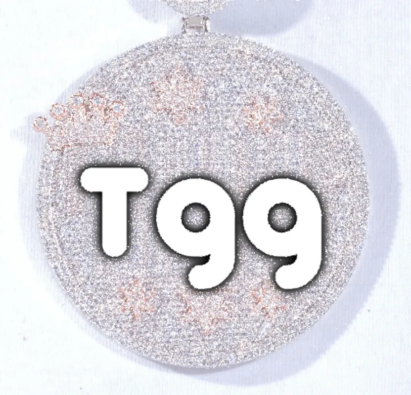 CUSTOM LETTER NECKLACE 3D BIG CROWN DISC sold by The GUU Shop