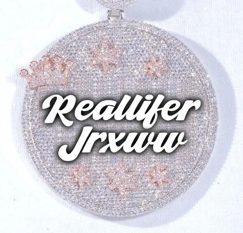 CUSTOM LETTER NECKLACE 3D BIG CROWN DISC sold by The GUU Shop