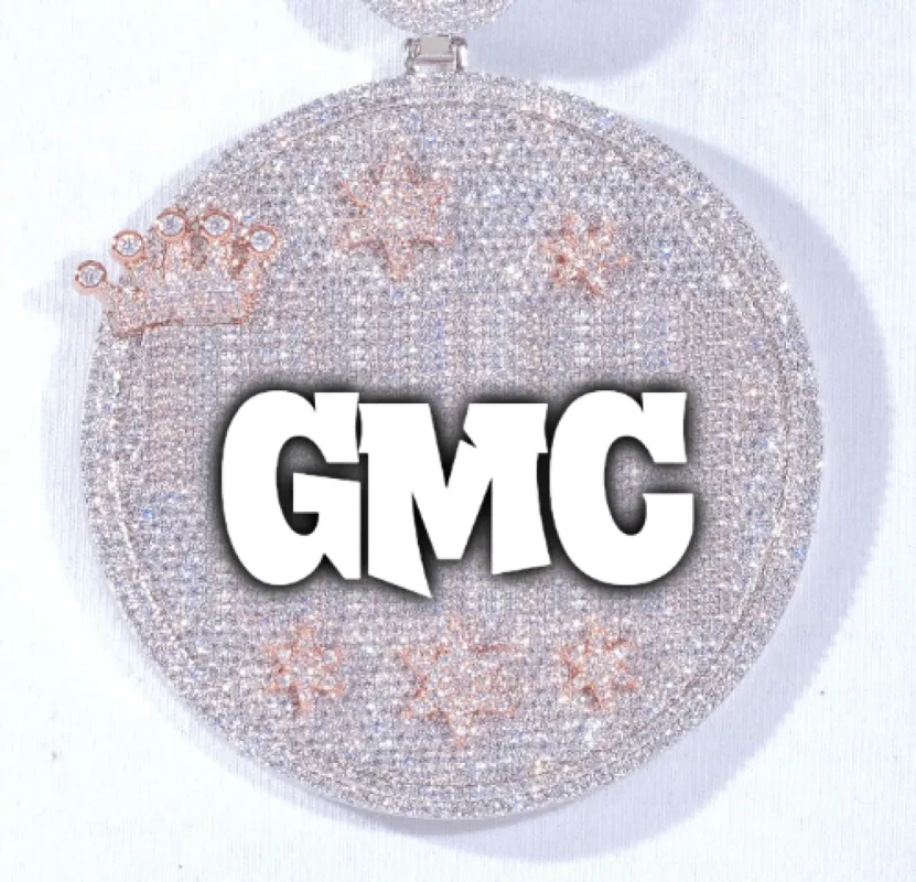 CUSTOM LETTER NECKLACE 3D BIG CROWN DISC sold by The GUU Shop