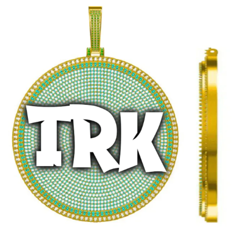 CUSTOM LETTER NECKLACE 3D BIG DISC sold by The GUU Shop