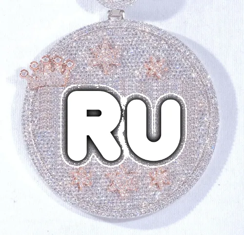 CUSTOM LETTER NECKLACE 3D BIG CROWN DISC sold by The GUU Shop