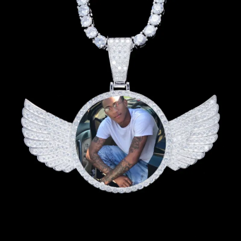925S & VVS Moissanite 3D Wing Custom Picture Pendant made by The GUU Shop