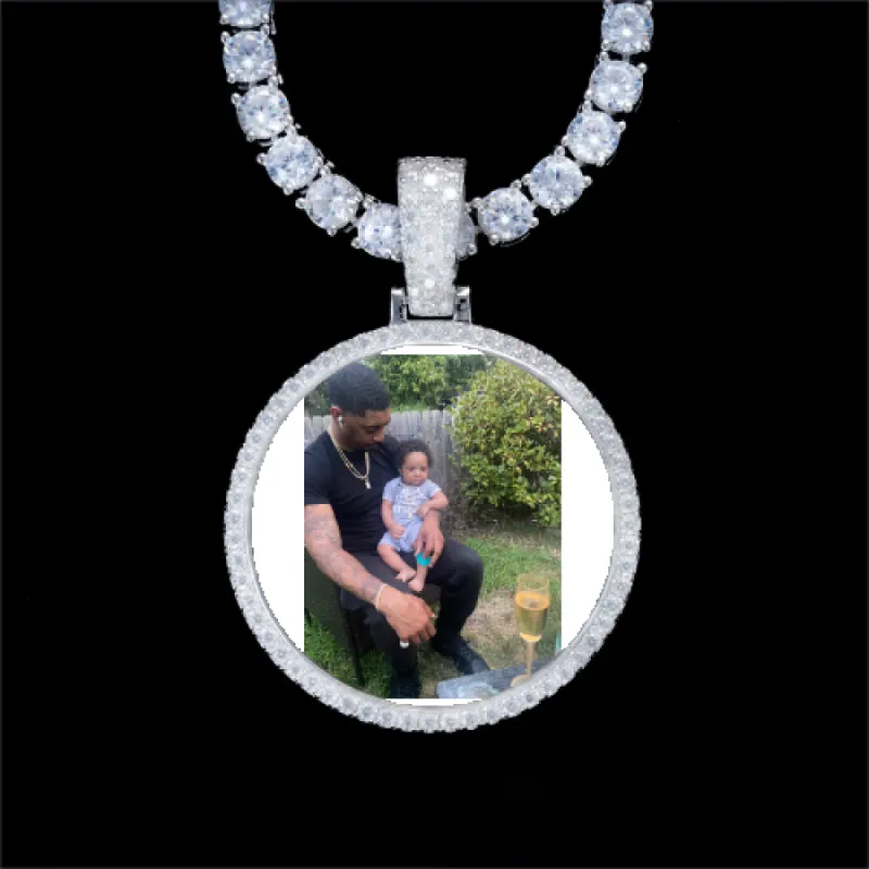 925S & VVS Moissanite 3D Circle Custom Picture Pendant sold by The GUU Shop