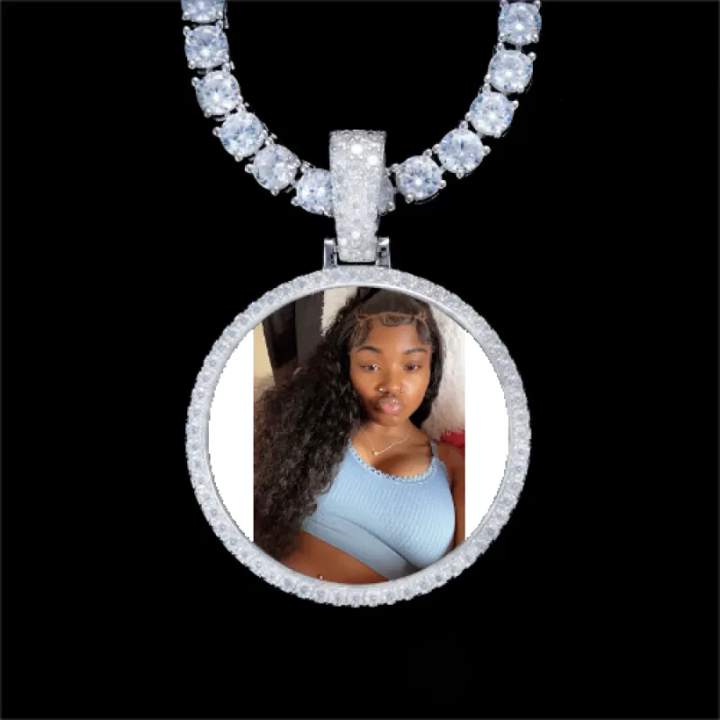 925S & VVS Moissanite 3D Circle Custom Picture Pendant sold by The GUU Shop