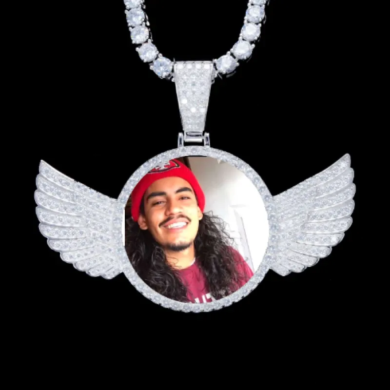 925S & VVS Moissanite 3D Wing Custom Picture Pendant sold by The GUU Shop