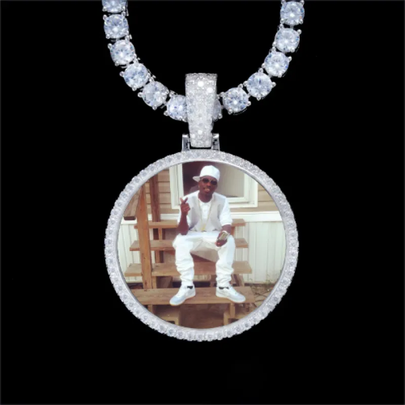 925S & VVS Moissanite 3D Circle Custom Picture Pendant sold by The GUU Shop