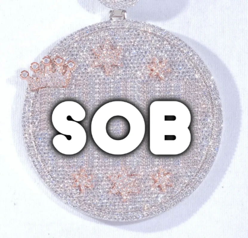 CUSTOM LETTER NECKLACE 3D BIG CROWN DISC sold by The GUU Shop