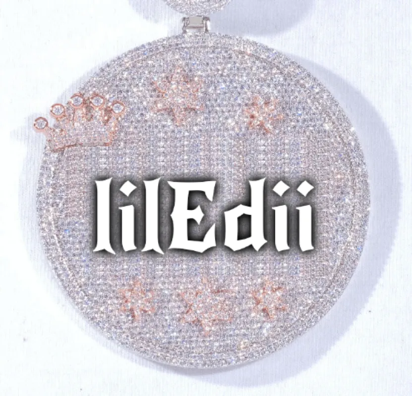 CUSTOM LETTER NECKLACE 3D BIG CROWN DISC sold by The GUU Shop