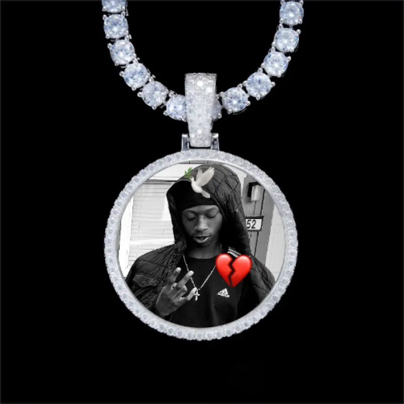 925S & VVS Moissanite 3D Circle Custom Picture Pendant sold by The GUU Shop