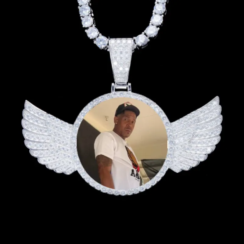 925S & VVS Moissanite 3D Wing Custom Picture Pendant sold by The GUU Shop