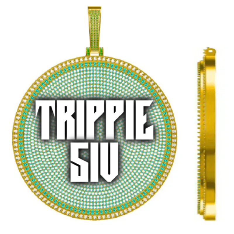 CUSTOM LETTER NECKLACE 3D BIG DISC sold by The GUU Shop