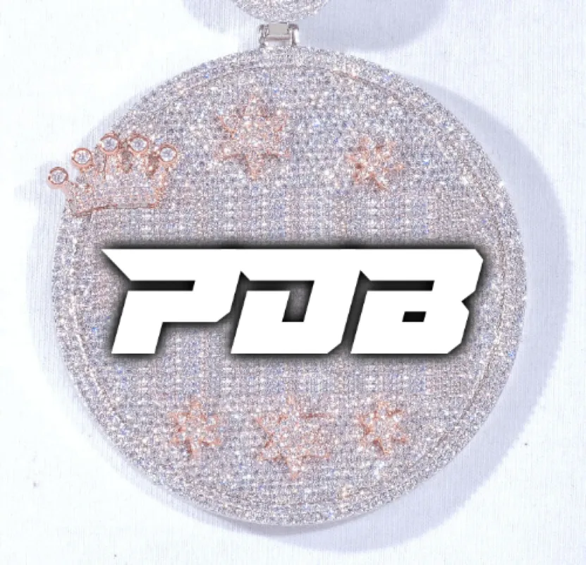 CUSTOM LETTER NECKLACE 3D BIG CROWN DISC sold by The GUU Shop