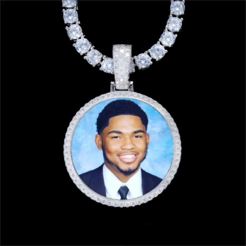 925S & VVS Moissanite 3D Circle Custom Picture Pendant sold by The GUU Shop