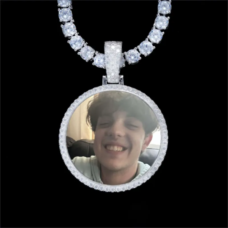925S & VVS Moissanite 3D Circle Custom Picture Pendant sold by The GUU Shop