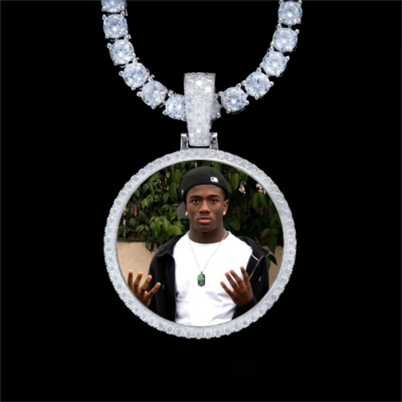 925S & VVS Moissanite 3D Circle Custom Picture Pendant sold by The GUU Shop