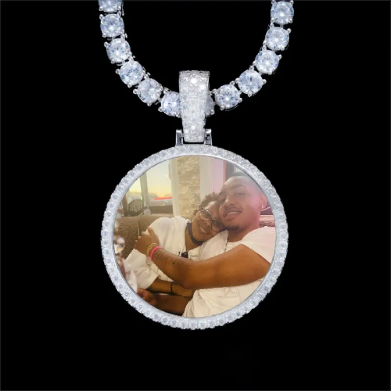 925S & VVS Moissanite 3D Circle Custom Picture Pendant sold by The GUU Shop