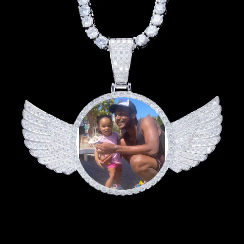 925S & VVS Moissanite 3D Wing Custom Picture Pendant sold by The GUU Shop