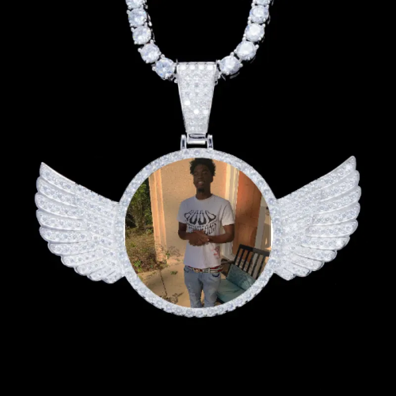 925S & VVS Moissanite 3D Wing Custom Picture Pendant sold by The GUU Shop