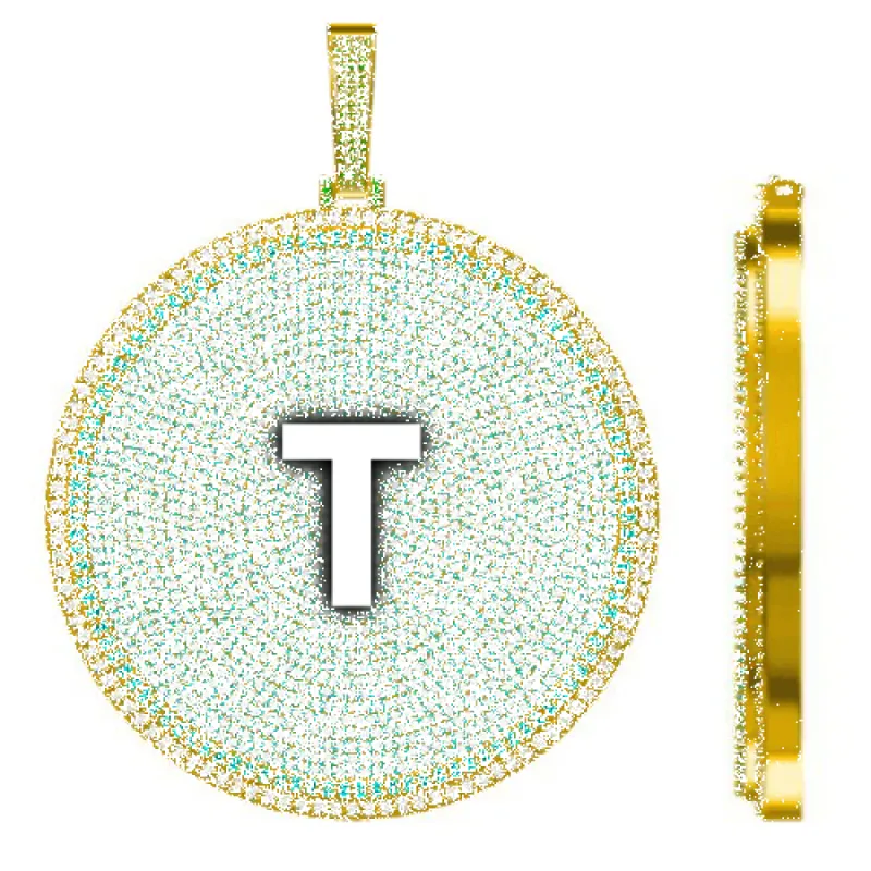 CUSTOM LETTER NECKLACE 3D BIG DISC sold by The GUU Shop