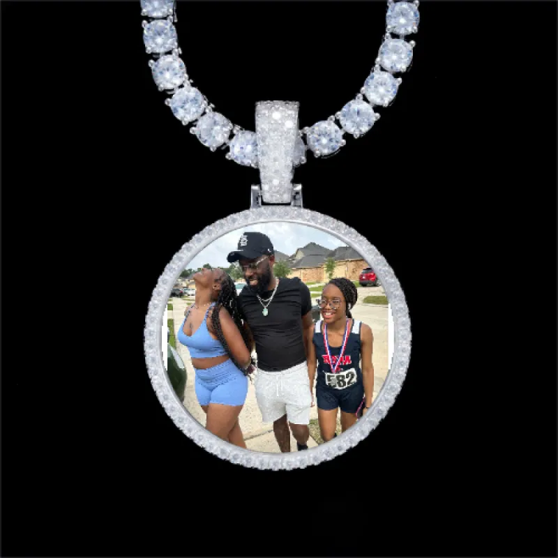 925S & VVS Moissanite 3D Circle Custom Picture Pendant sold by The GUU Shop