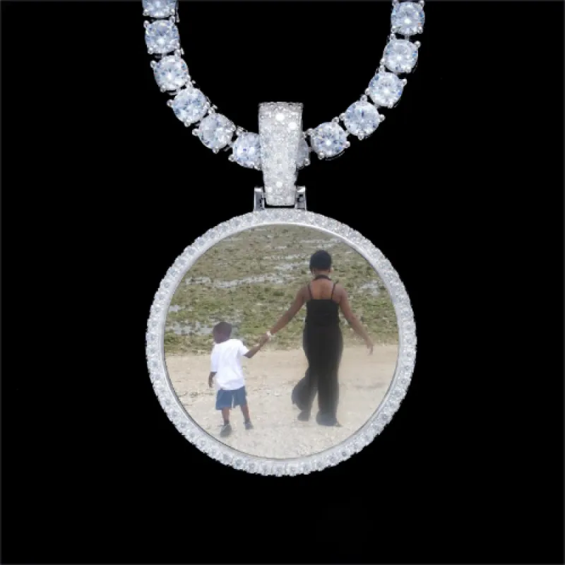 925S & VVS Moissanite 3D Circle Custom Picture Pendant sold by The GUU Shop