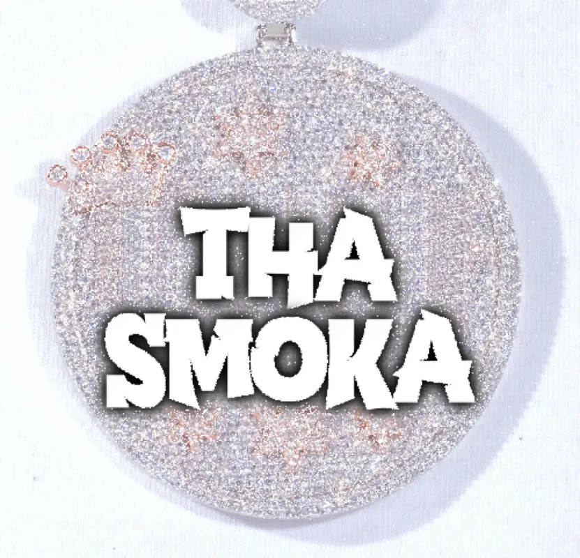 CUSTOM LETTER NECKLACE 3D BIG CROWN DISC sold by The GUU Shop