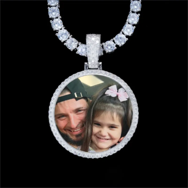 925S & VVS Moissanite 3D Circle Custom Picture Pendant sold by The GUU Shop
