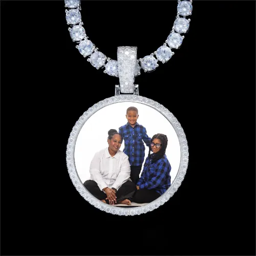925S & VVS Moissanite 3D Circle Custom Picture Pendant sold by The GUU Shop
