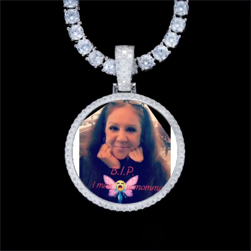 925S & VVS Moissanite 3D Circle Custom Picture Pendant sold by The GUU Shop