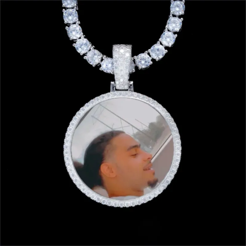 925S & VVS Moissanite 3D Circle Custom Picture Pendant sold by The GUU Shop