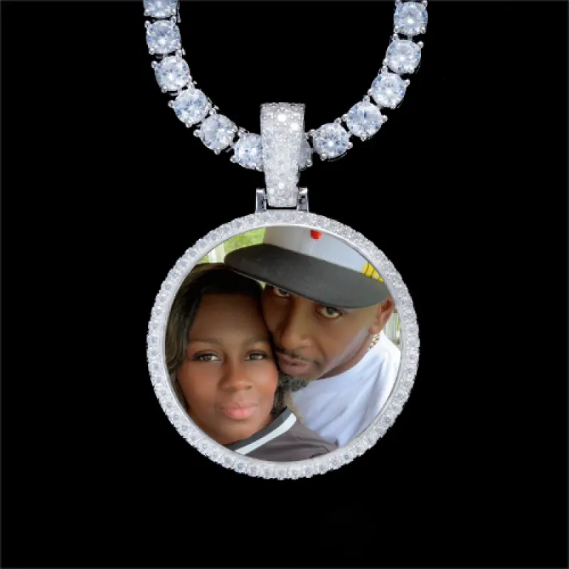 925S & VVS Moissanite 3D Circle Custom Picture Pendant sold by The GUU Shop