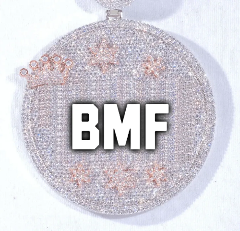 CUSTOM LETTER NECKLACE 3D BIG CROWN DISC sold by The GUU Shop