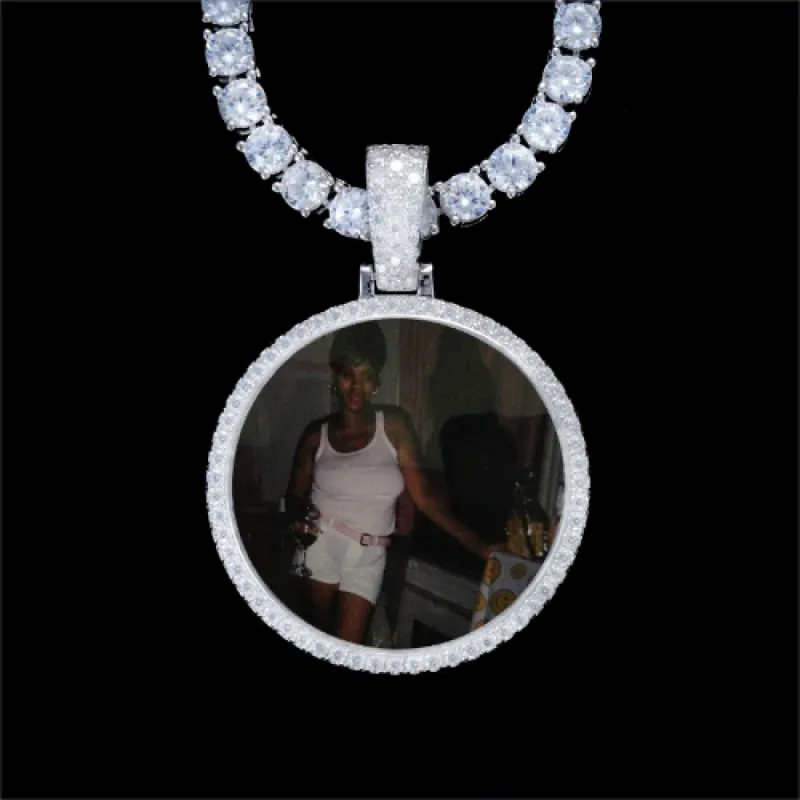925S & VVS Moissanite 3D Circle Custom Picture Pendant sold by The GUU Shop