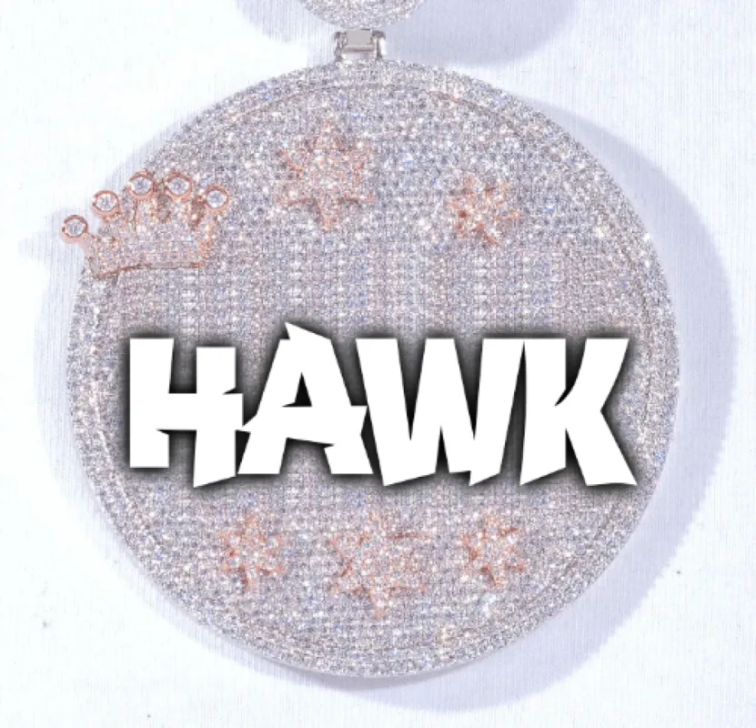 CUSTOM LETTER NECKLACE 3D BIG CROWN DISC sold by The GUU Shop