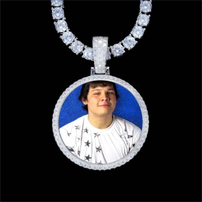 925S & VVS Moissanite 3D Circle Custom Picture Pendant sold by The GUU Shop