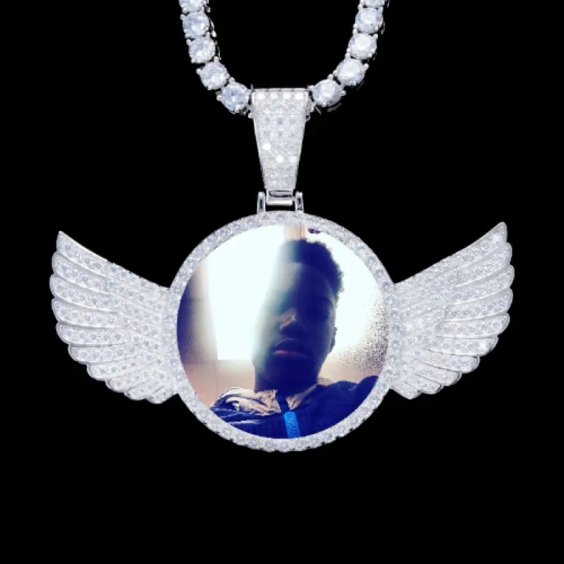 925S & VVS Moissanite 3D Wing Custom Picture Pendant sold by The GUU Shop
