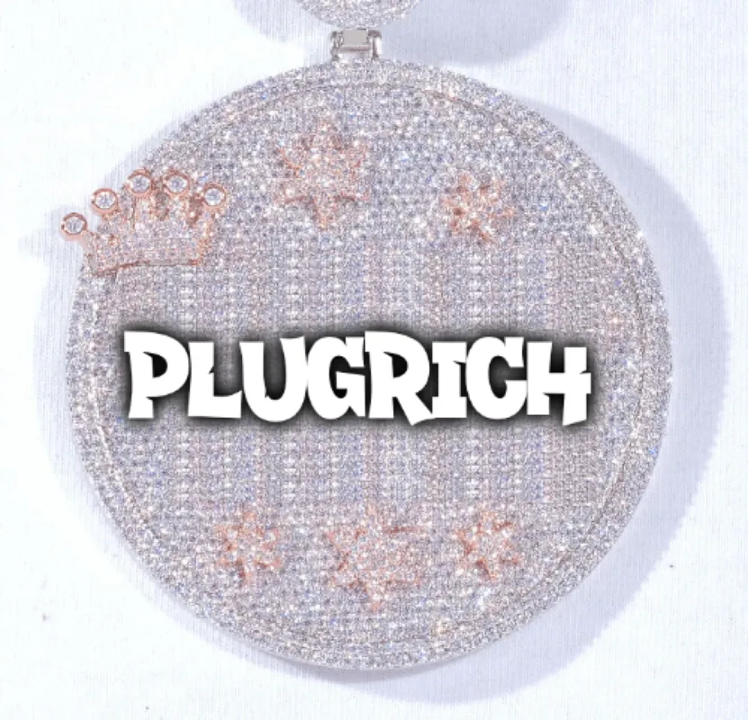 CUSTOM LETTER NECKLACE 3D BIG CROWN DISC sold by The GUU Shop