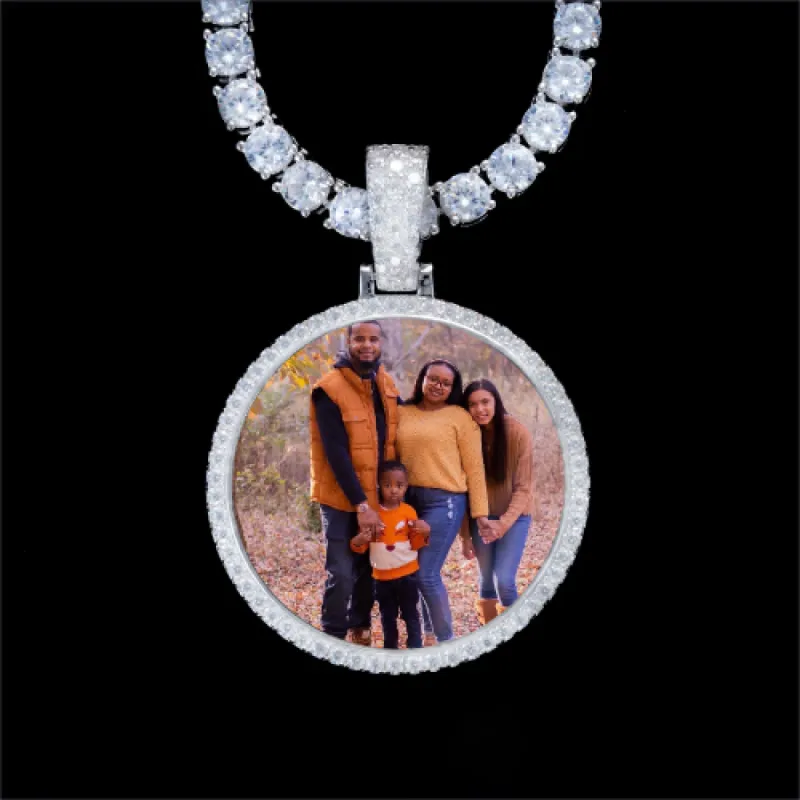 925S & VVS Moissanite 3D Circle Custom Picture Pendant sold by The GUU Shop