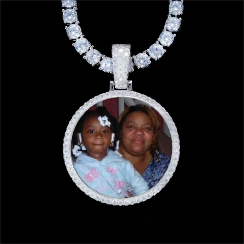 925S & VVS Moissanite 3D Circle Custom Picture Pendant sold by The GUU Shop