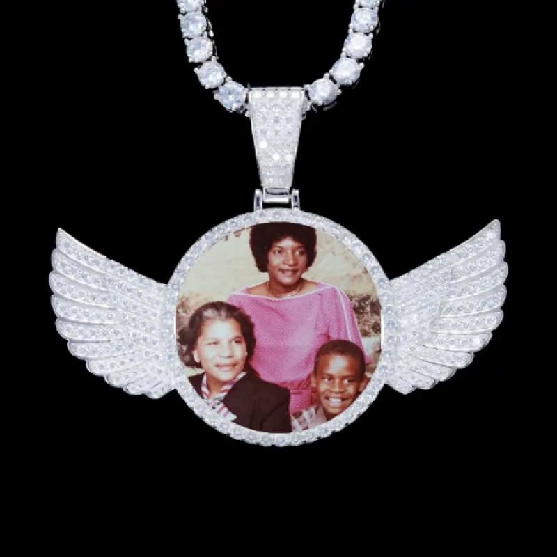 925S & VVS Moissanite 3D Wing Custom Picture Pendant sold by The GUU Shop