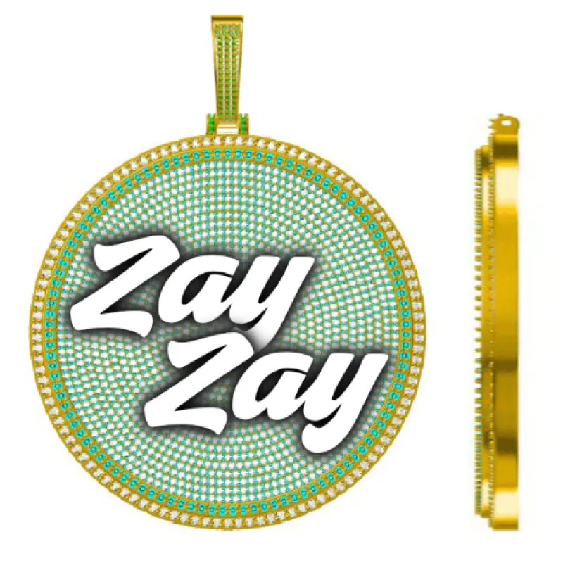 CUSTOM LETTER NECKLACE 3D BIG DISC sold by The GUU Shop