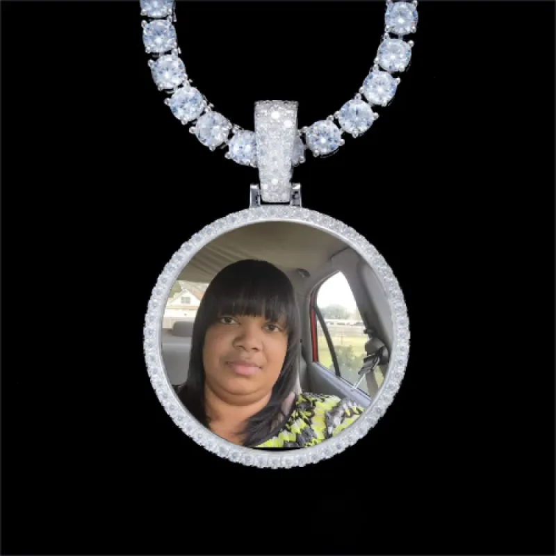 925S & VVS Moissanite 3D Circle Custom Picture Pendant sold by The GUU Shop