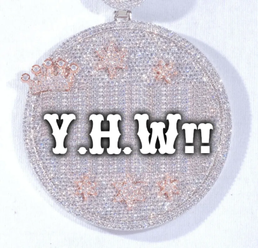 CUSTOM LETTER NECKLACE 3D BIG CROWN DISC sold by The GUU Shop