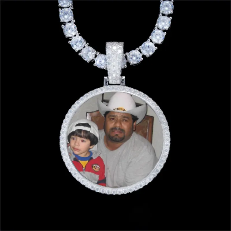 925S & VVS Moissanite 3D Circle Custom Picture Pendant sold by The GUU Shop