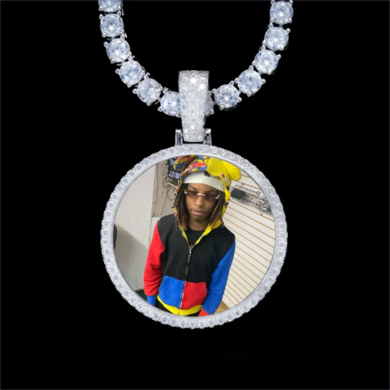 925S & VVS Moissanite 3D Circle Custom Picture Pendant sold by The GUU Shop