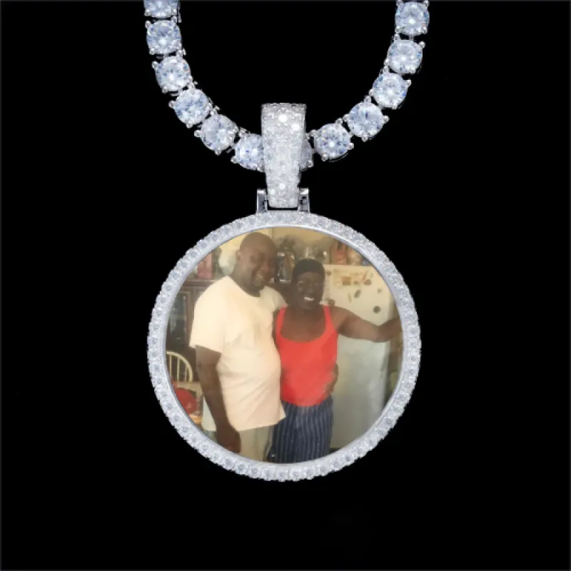925S & VVS Moissanite 3D Circle Custom Picture Pendant sold by The GUU Shop