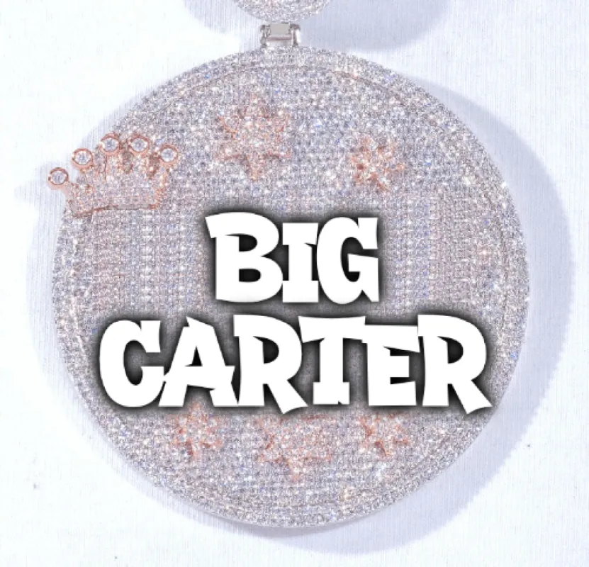 CUSTOM LETTER NECKLACE 3D BIG CROWN DISC sold by The GUU Shop