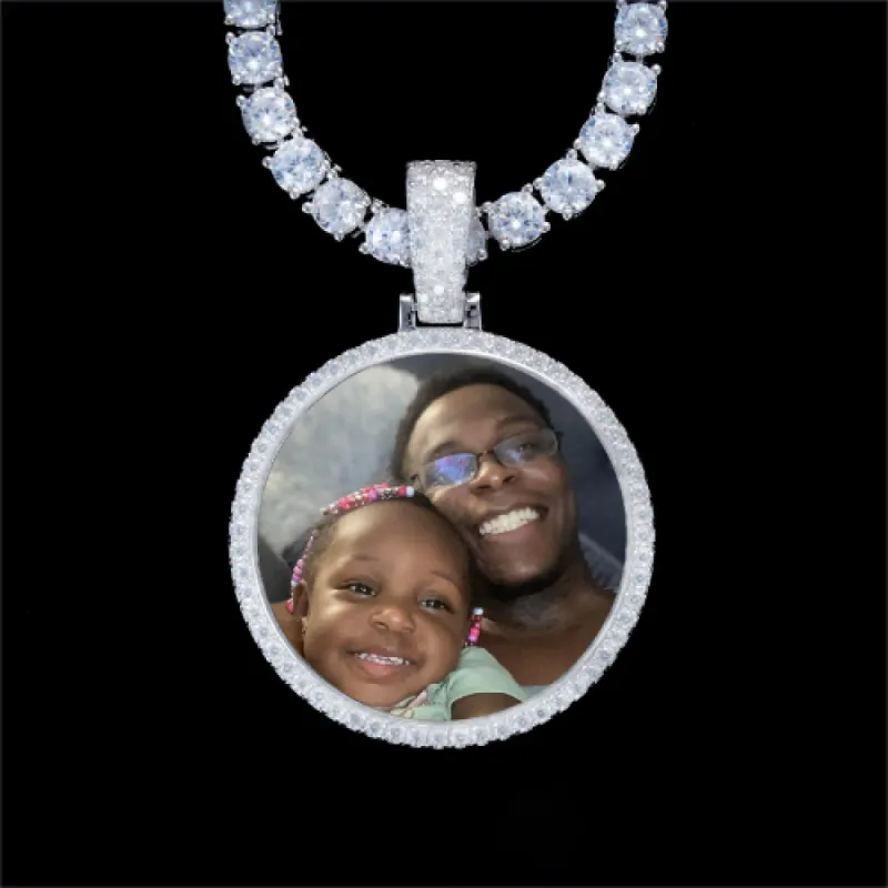 925S & VVS Moissanite 3D Circle Custom Picture Pendant sold by The GUU Shop