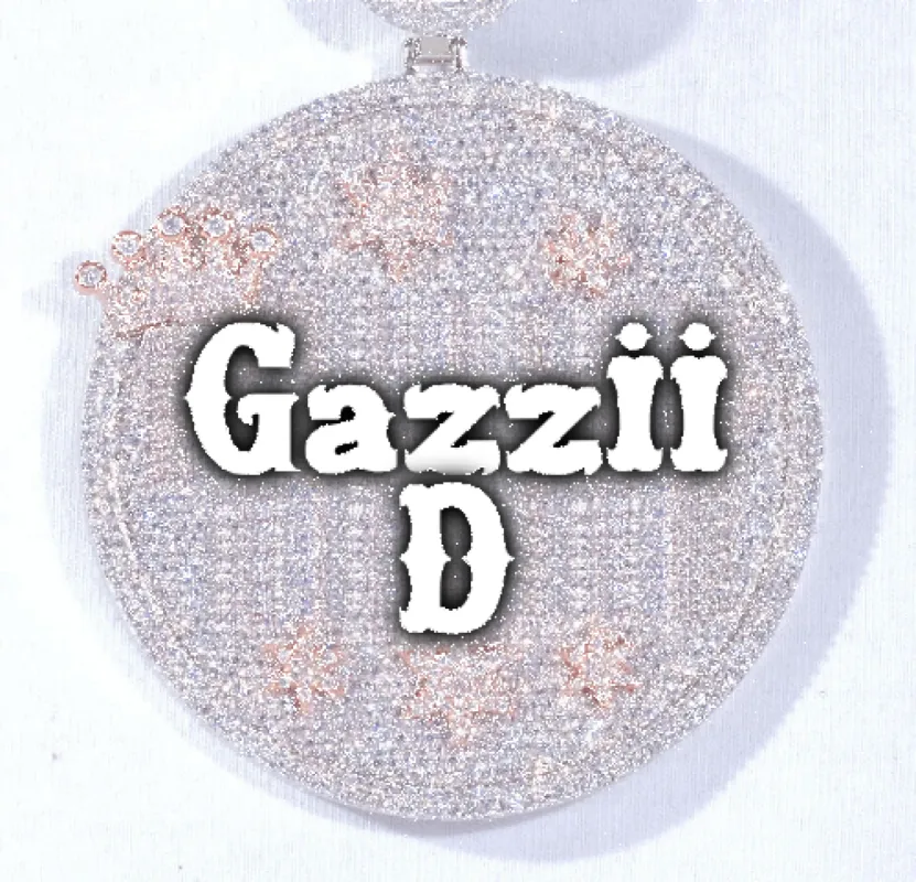 CUSTOM LETTER NECKLACE 3D BIG CROWN DISC sold by The GUU Shop