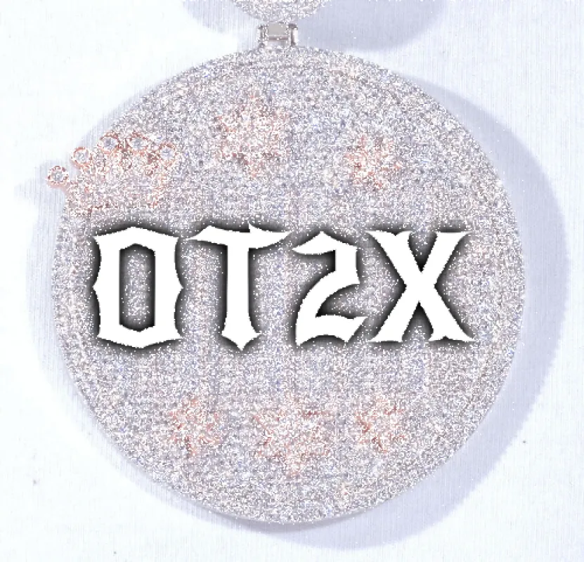 CUSTOM LETTER NECKLACE 3D BIG CROWN DISC sold by The GUU Shop